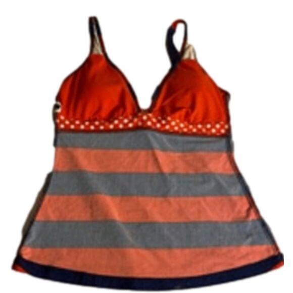 Tommy Hilfiger Nautical Striped Polka Dot Tankini Swim Top Size M - Picture 5 of 7
